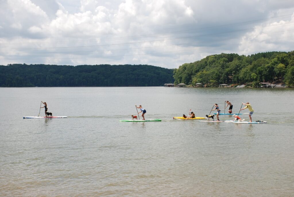 Experience stand-up paddleboarding on Lake Wylie with rentals
