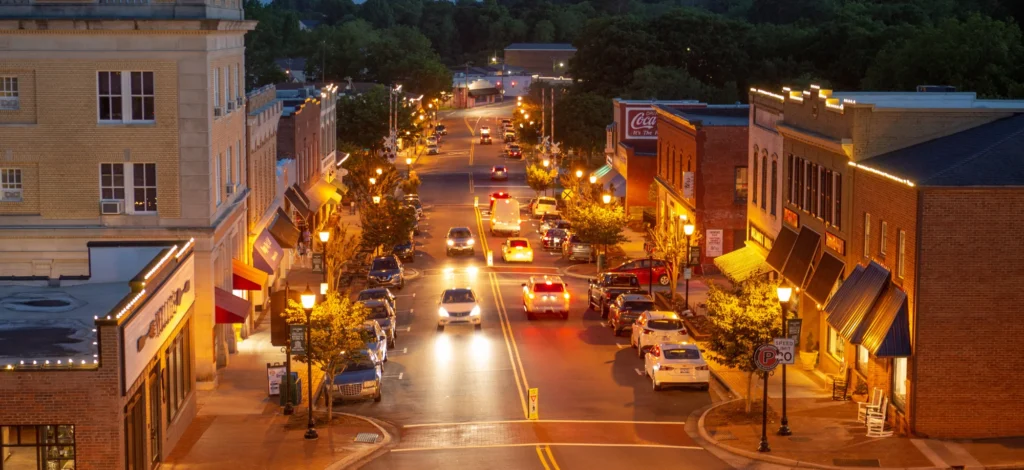 Downtown Belmont at Night
